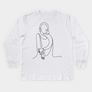 Lineart Girl Kids Long Sleeve T-Shirt